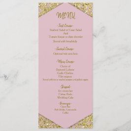 Rosa Chic Guld Glitter Flingor Glam Bröllop Meny