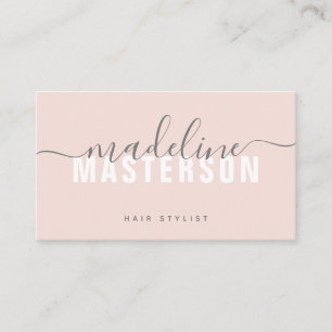 Rosa Chic Modern Monogram-skript Namnteckning Visitkort
