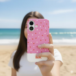 Rosa Chic Monogram Initial iPhone 16 Fodral