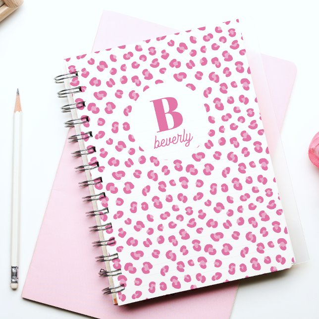 Rosa Chic Monogram Namn första bärbara dator Anteckningsbok (Skapare uppladdad)