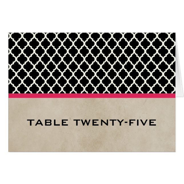Rosa Chic Quatrefoil Bordsnummer Card Hälsningskort (Framsidan Horizontal)