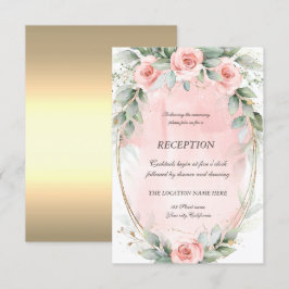 Rosa Chic Rosor Guld Ram Mottagning Inbjudningar