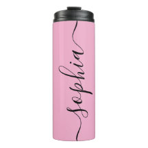 Rosa Chic Skript Anpassad Namn Termisk Tumbler