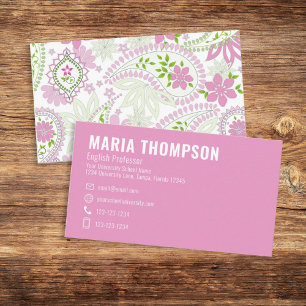 Rosa Chic Snyggt Söt Paisley Mönster Modern Visitkort