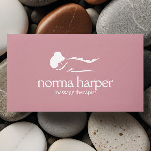 Rosa Chic Stone Massage Therapy Hälsa Day Spa Visitkort