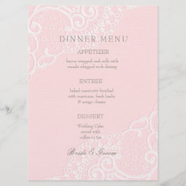 Rosa Chic Vintage Elegant Snöre Bröllop Menu Meny