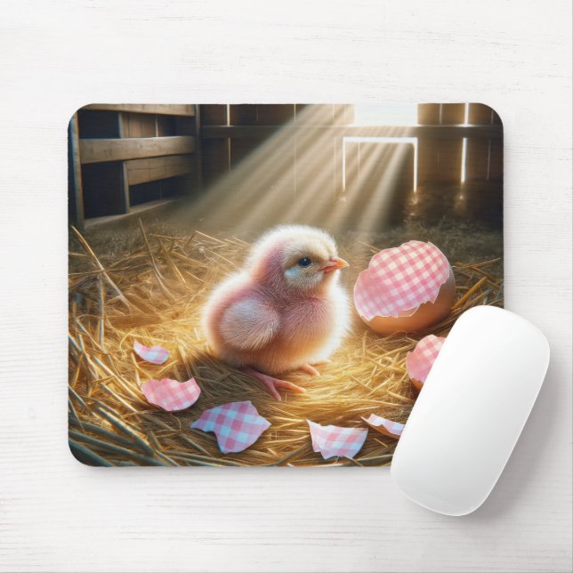 Rosa Chick med Gingham Eggshell Musmatta (Med mus)