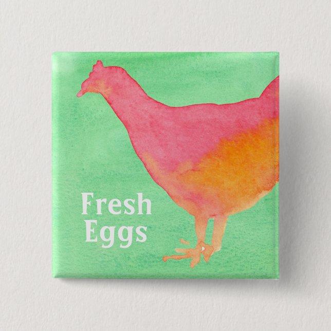 Rosa Chicken Farm Färska ägg Knapp (Framsida)