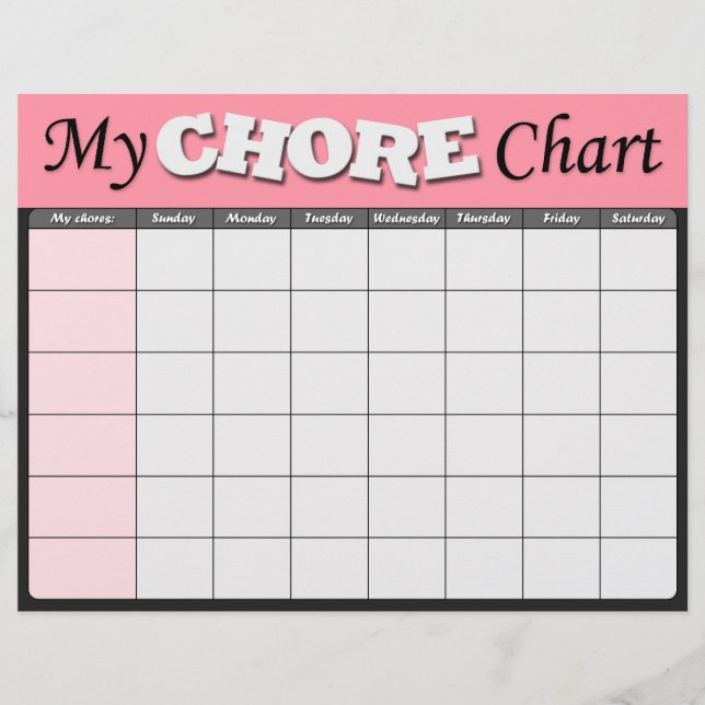 Rosa Children's Chore Charts Reklamblad (Framsidan)