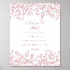Rosa Chinoiserie Advice for Baby Shower Game Poster