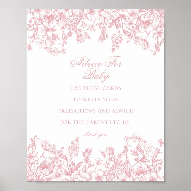 Rosa Chinoiserie Advice for Baby Shower Game Poster (Framsidan)