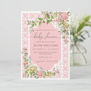 Rosa Chinoiserie Baby Shower-inbjudan - Trianon Inbjudningar