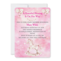 Rosa Chinoiserie Bebis Shower Inbjudan
