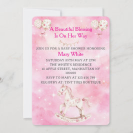 Rosa Chinoiserie Bebis Shower Inbjudan