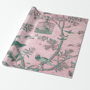 Rosa Chinoiserie Bird Decoupage Presentpapper