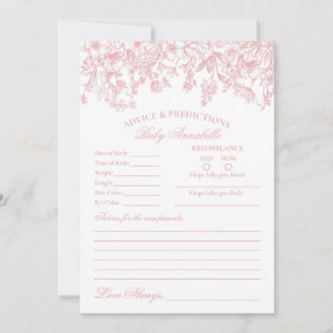 Rosa Chinoiserie Blommigt Advice for Baby Card Inbjudningar