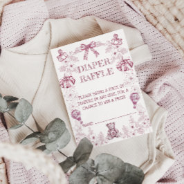 Rosa Chinoiserie Blommigt Baby Shower Diaper Raffl Tilläggskort