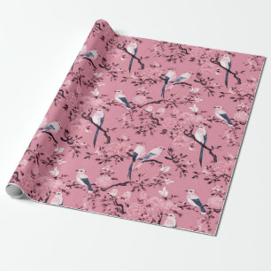 Rosa Chinoiserie-blommigt (decoupage) Presentpapper