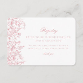 Rosa Chinoiserie Blommigt Möhippa-registreringskor Tilläggskort