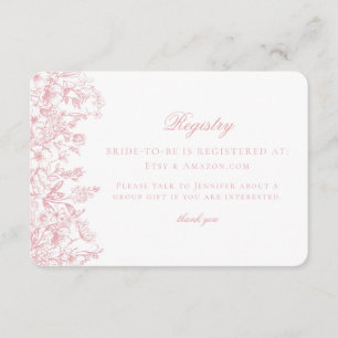 Rosa Chinoiserie Blommigt Möhippa-registreringskor Tilläggskort