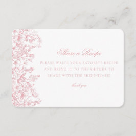Rosa Chinoiserie Blommigt Recept-inbjudan Tilläggskort