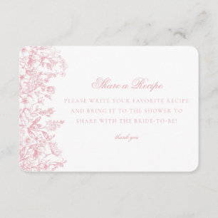 Rosa Chinoiserie Blommigt Recept-inbjudan Tilläggskort