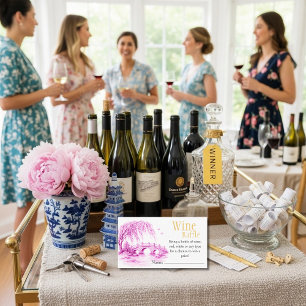 Rosa Chinoiserie-Bro Bridge Vinlotteri Bröllopsfes Tilläggskort