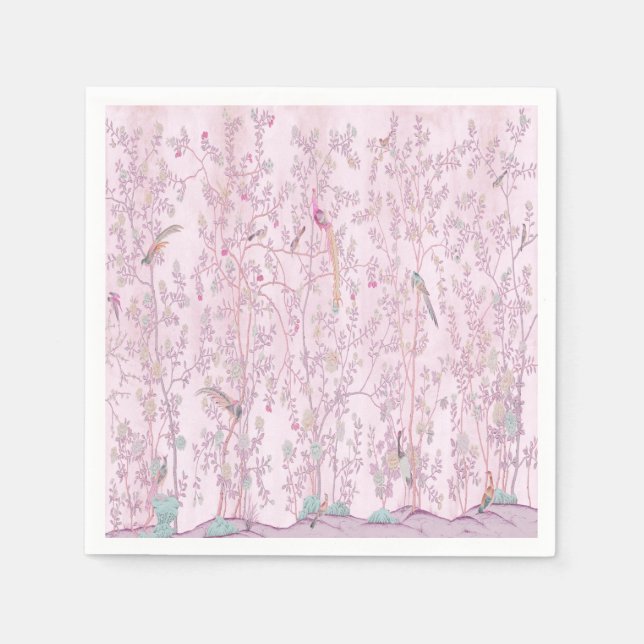 Rosa Chinoiserie Decoupage Pappersservett (Framsidan)