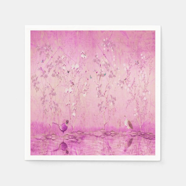 Rosa Chinoiserie Decoupage Pappersservett (Framsidan)