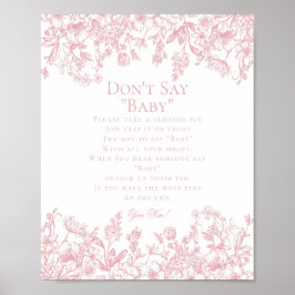 Rosa Chinoiserie Dont Say Baby Shower-spel Poster