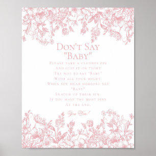 Rosa Chinoiserie Dont Say Baby Shower-spel Poster