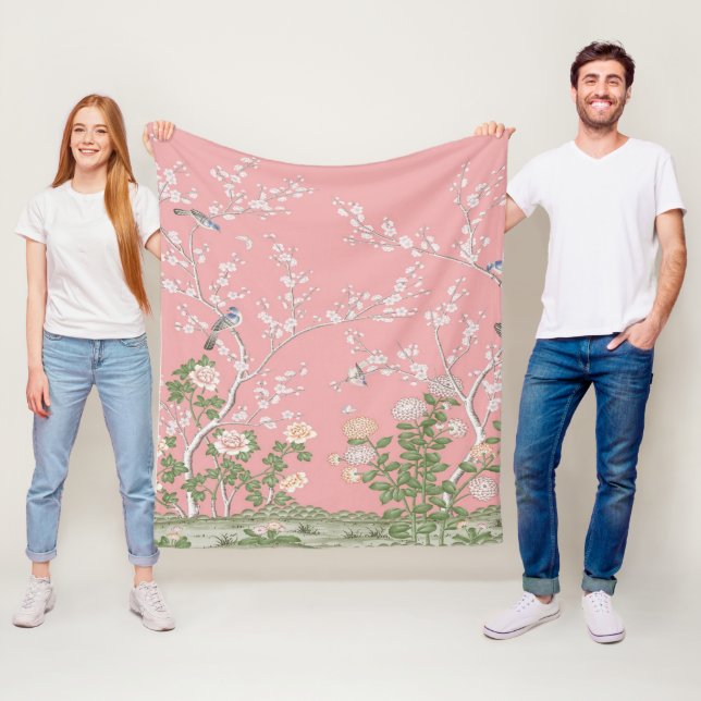 Rosa Chinoiserie Fleecefilt (På plats)