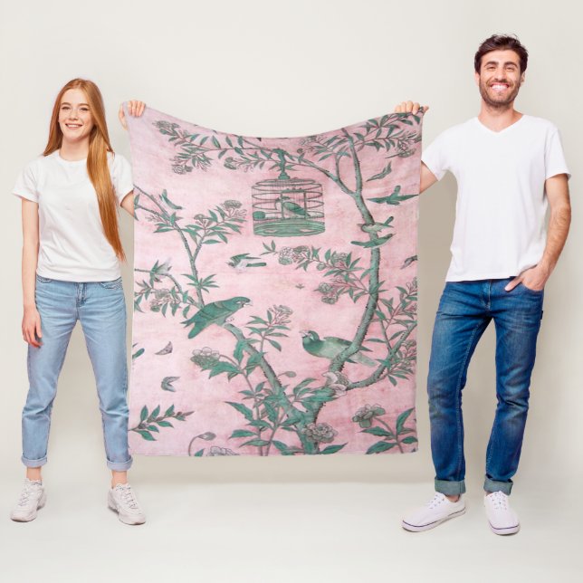 Rosa Chinoiserie Fleecefilt (På plats)