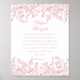 Rosa Chinoiserie Flora Diaper Tankar Baby Shower Poster