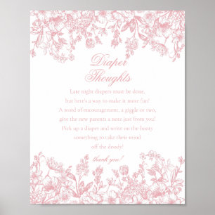 Rosa Chinoiserie Flora Diaper Tankar Baby Shower Poster
