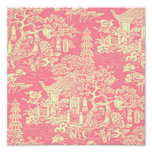 Rosa Chinoiserie Fototryck