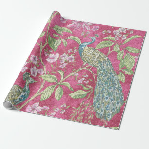 Rosa Chinoiserie fredsock blommigt decoupage Presentpapper