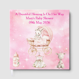 Rosa Chinoiserie Gästbok för Baby Shower