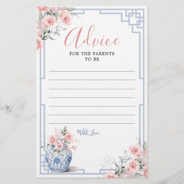  Rosa Chinoiserie Ginger Burk Advice Card (Framsida)