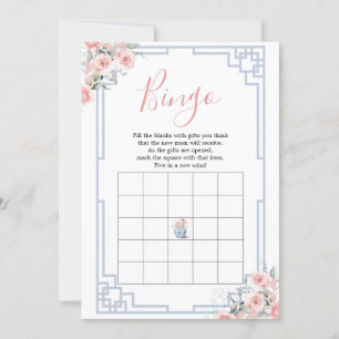 Rosa Chinoiserie Ginger Burk Baby Bingo Inbjudningar