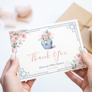 Rosa Chinoiserie Ginger Burk Baby Shower Tack Kort