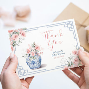 Rosa Chinoiserie Ginger Burk Baby Shower Tack Kort