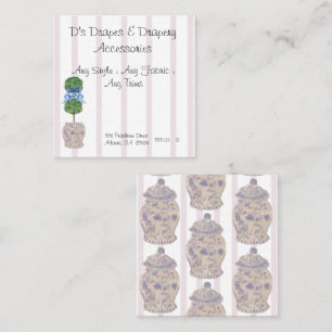 Rosa Chinoiserie Ginger Burk Burk Topiary Square B Fyrkantigt Visitkort