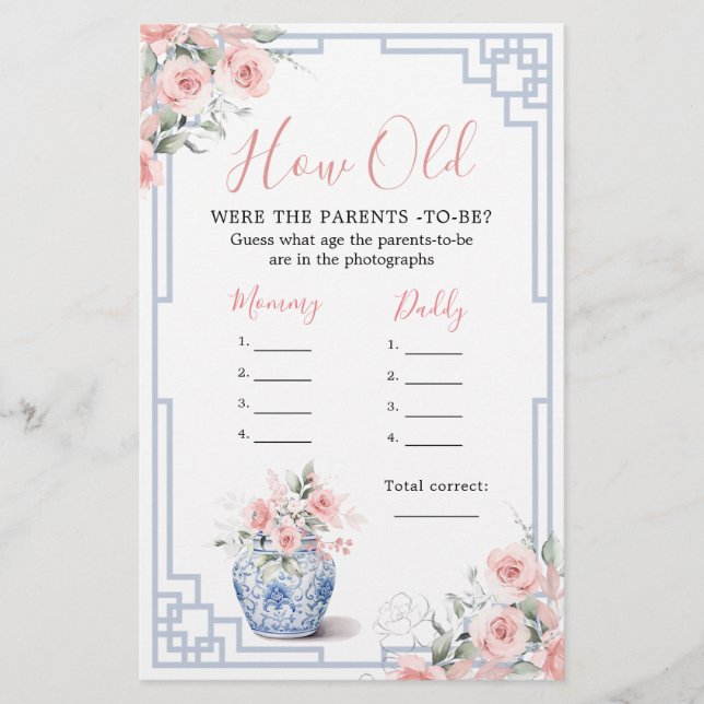  Rosa Chinoiserie Ginger Burk Hur gamla föräldrar (Framsida)