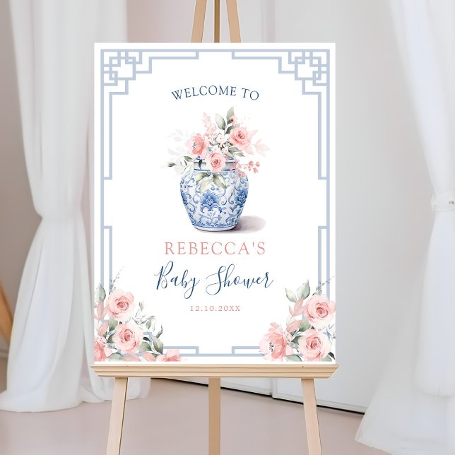  Rosa Chinoiserie Ginger Burk Välkommen Poster (Skapare uppladdad)