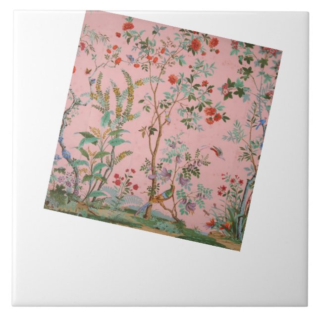 Rosa Chinoiserie Kakelplatta (Framsidan)