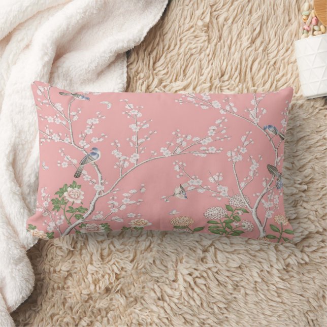 Rosa Chinoiserie Lumbarkudde (Filt)
