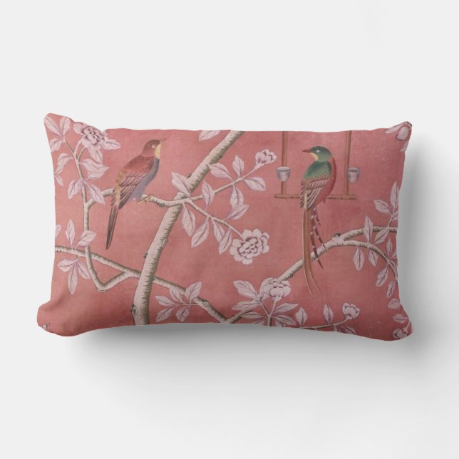 Rosa Chinoiserie Lumbarkudde (Framsida)