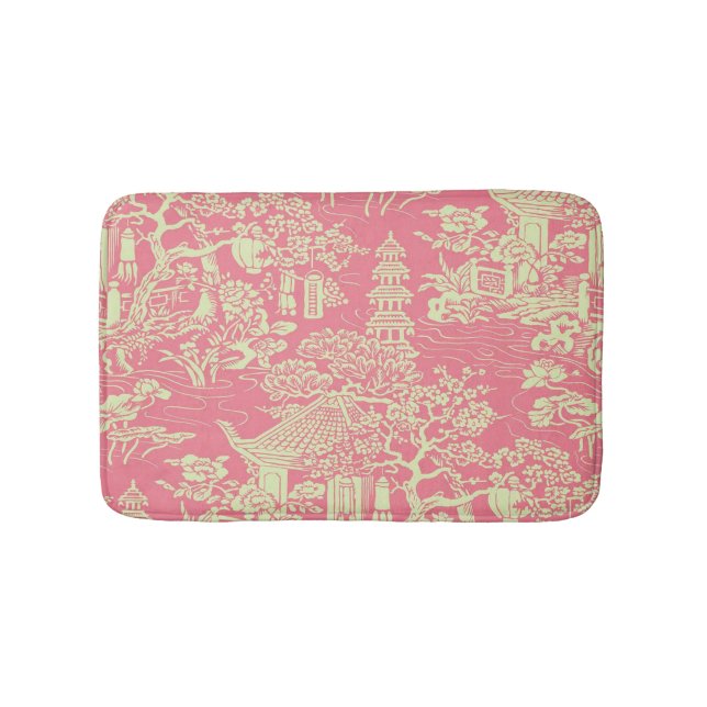 Rosa Chinoiserie Modern Bath Mat Badrumsmatta (Framsidan)