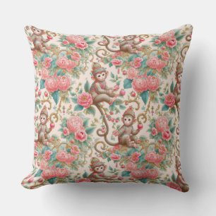 Rosa Chinoiserie Monkey Kudde